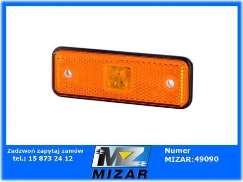 Lampa obrysowa 3 LED z odblaskiem i podkładką gumową 12V 24V pomarańczowa Horpol-38543