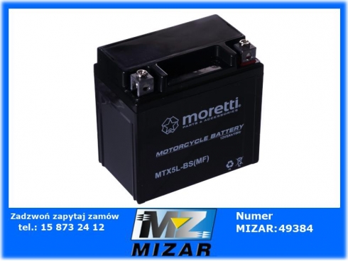 Akumulator żelowy 12V 5Ah YTX5L-BS MTX5L-B Moretti-39165