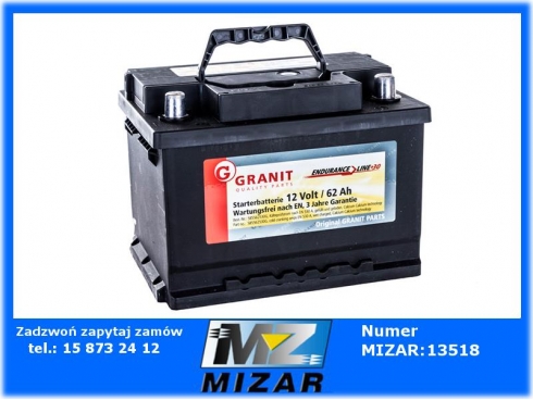 Akumulator 12V 62Ah 530A +P GRANIT Endurance Line-39297