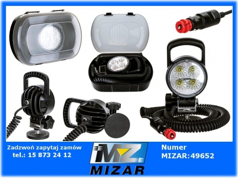 Lampa robocza Led 12V 24V przewód spiralny 8m 1000Lm-39232