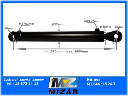 Siłownik hydrauliczny dwustronny 970-1600mm fi 40mm 7210060040 CJ2F*80/45*630-39656