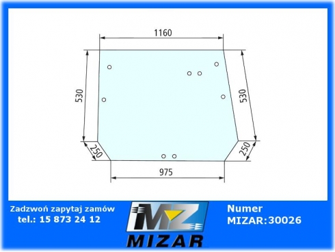 Szyba tylna Deutz wysokość 730mm 0.011.0806.0/30-39850