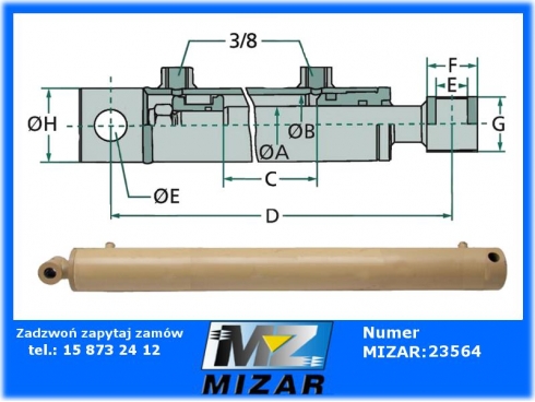 SIŁOWNIK HYDRAULICZNY DWUSTRONNY 40/70/300 GRANIT-40325