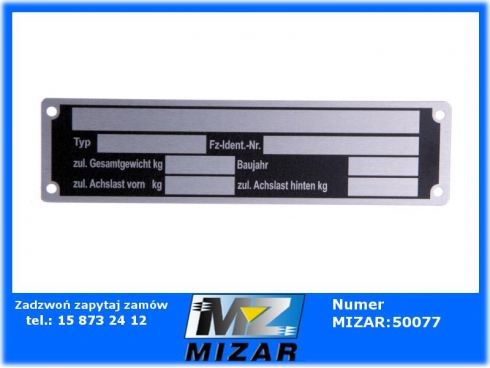 Tabliczka znamionowa 148x38x0,5mm 14270234-40574