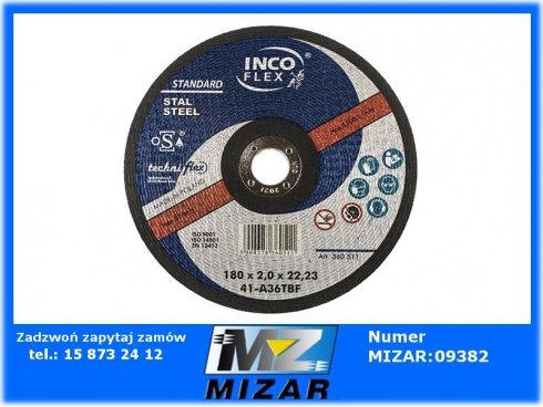 Tarcza do cięcia metalu T1A 180x2,0x22mm INCO FLEX-40973