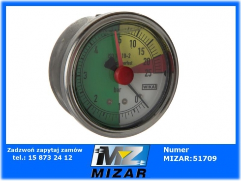 Manometr opryskiwacza fi 63mm przyłącze tylne 1/4" Wika-41695