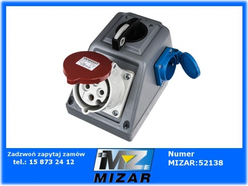 Rozdzielnia 32A gniazdo 4x32A + gniazdo 230V przełącznik L-0-P-41796