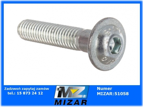 Wkręt grzybkowy M8x40 z kołnierzem kl. 10.9 ocynk ISO7380ULF840109-41986