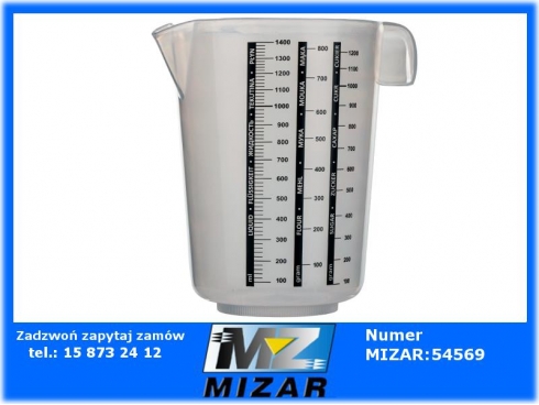 Naczynie pomiarowe miarka kubek 1,4l Holder z uchwytem do odmierzania produktów sypkich i płynnych M001401-44513