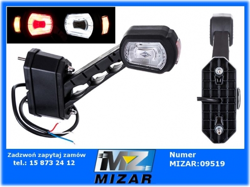 Lampa obrysowa lewa trzyfunkcyjna HOR 101 moduł czujnika cofania 12V 24V z przewodem-46055