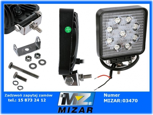 Lampa robocza LED 27W 12V 24V 2100Lm 9-LED ŚWIATŁO SKUPIONE -46063