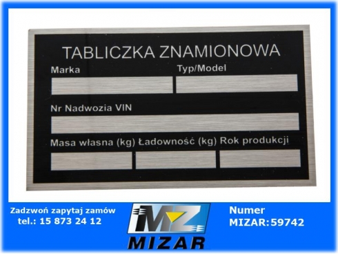 Tabliczka znamionowa zastepcza przyczepy ciągnika -46935