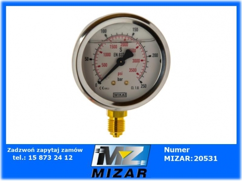 Manometr fi 63 BSP 1/4" DÓŁ ZAKRES 0-250 BAR WIKA-48118