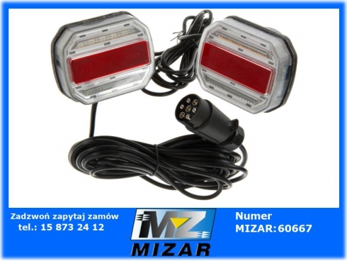 Zestaw tylnych lamp zespolonych Led 12V 24V dynamiczny kierunkowskaz mocowane na magnes-48372