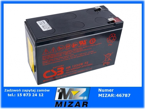 Akumulator żelowy CSB HR 1234W F2 12V 9Ah-48752