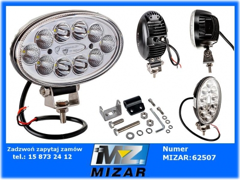 Lampa robocza Led 10 30W owalna 3 pozycje uchwytu-49711