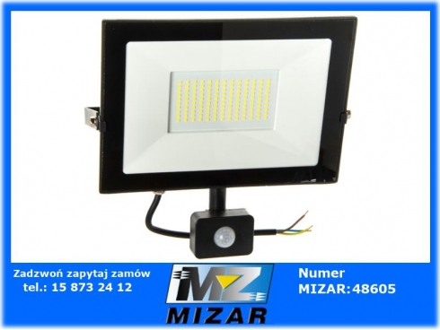 Naświtlacz Led 100W 230V barwa zimna 6500K z czujnikiem ruchu-50401