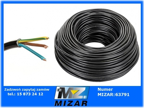 Przewód kabel giętki czarny OMY 3x1mm2-50911