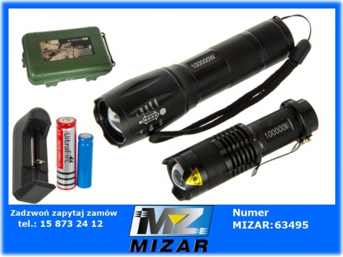 Latarka taktyczna 2szt. LED CREE XM-L T6 i Q5 ZOOM-51004