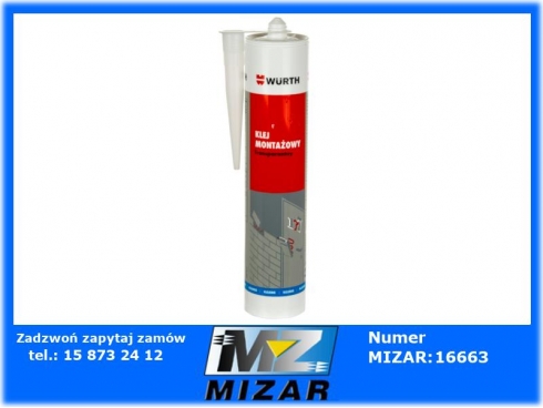 Klej montażowy bezbarwny 310ml Wurth-51208