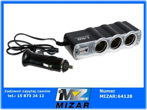 Rozgałęziacz zapalniczki potrójny 12V 24V USB-51319