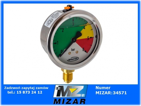 Manometr opryskiwacza fi 63 0-6 BAR dół M12x1,5-51683