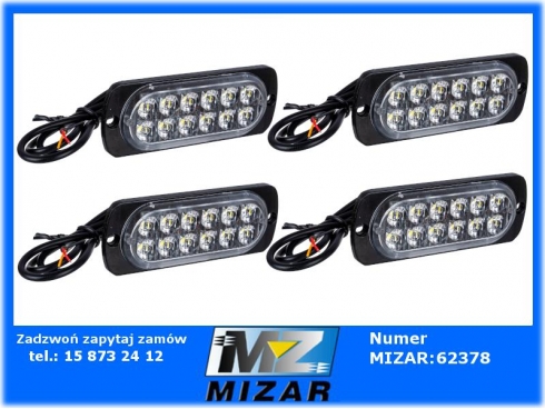 Lampa ostrzegawcza biała Led 12V 24V laweta stroboskop 4szt.-51883