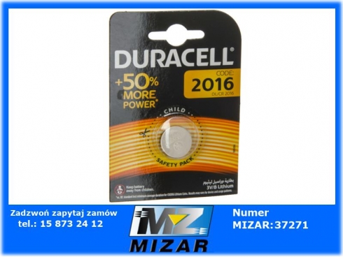 Bateria CR2016 1BL Duracell 3V DL2016-52609