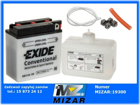 Akumulator EXIDE 6V 11AH 95A +P 6N11A-1B-53175