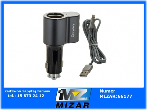 Ładowarka 12V 24V 3x USB Myway Auto-Id gniazdo zapalniczki kabel USB-53105