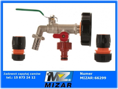 Kran 1/2" zawór IBC MAUSER mauzer zbiornik 1000l z redukcją S60x6+ szybkozłącza-53268