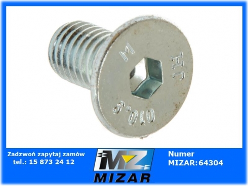 Śruba z łbem stożkowym na imbus M10x20 kl 10.9-53445