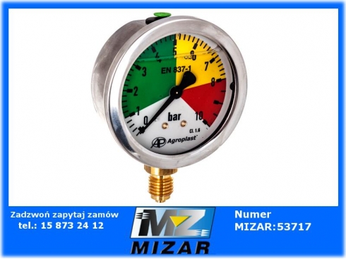 Manometr opryskiwacza 0-10bar M12x1,5 z gliceryną fi 63mm Agroplast-53661