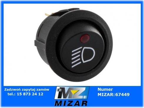 Przełącznik klawiszowy mini 20mm światła mijania 12V podświetlany-54725