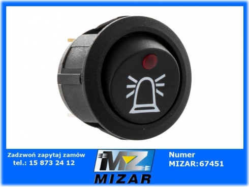 Przełącznik klawiszowy mini 20mm kogut 12V podświetlany-54726