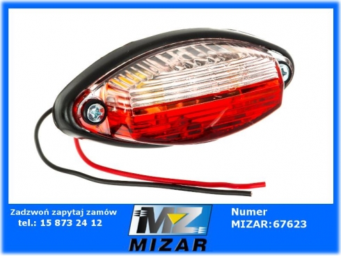 Lampa obrysowa stała biało-czerwona łezka 12V 24V-55614