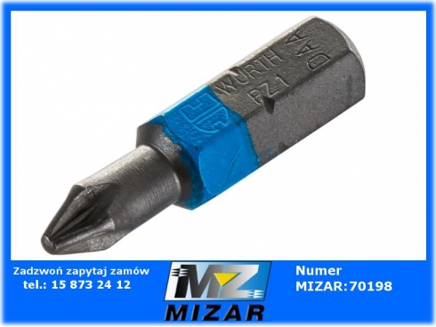 Końcówka wkrętakowa bit grot PZ1 niebieski 1/4" 25mm Wurth-56767