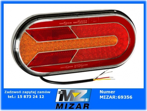 Lampa tylna LED TL duża 253x117mm owalna 3 funkcje 12V 24V-56930