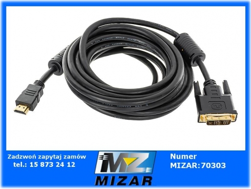 Kabel DVI-HDMI 5m CabletechGOLD v1.3b wtyk-wtyk-57625