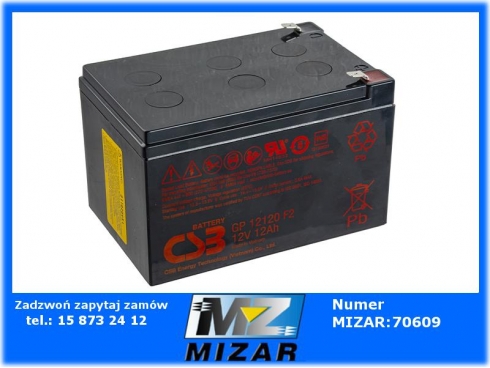 Akumulator żelowy CSB GP12120 F2 12V 12Ah UPS APC-57683