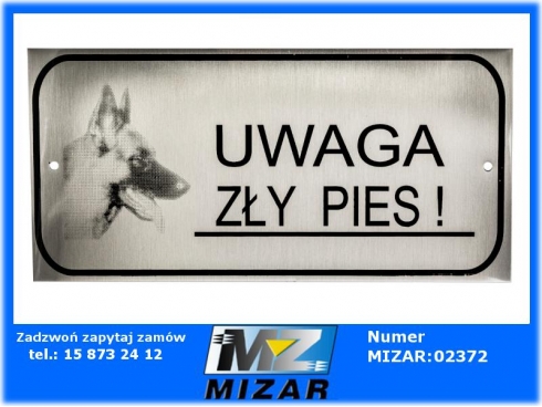 Tabliczka ostrzegawcza 205x100mm UWAGA PIES! nierdzewna-57716