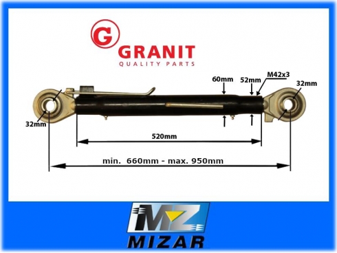 ŁĄCZNIK GÓRNY 660-950mm M42x3 KAT. 3-3-58025