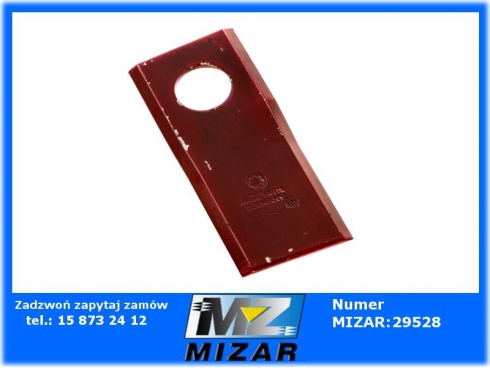 Nożyk kosiarki dyskowej lewy 96x40x3 fi 19mm Pottinger SM IIS 16502727 06561547-58083