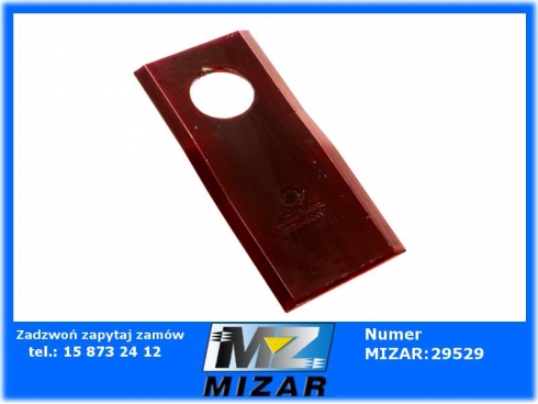 Nożyk kosiarki dyskowej prawy 96x40x3 fi 19mm  Pottinger SM IIS 16502726 06561546-58084