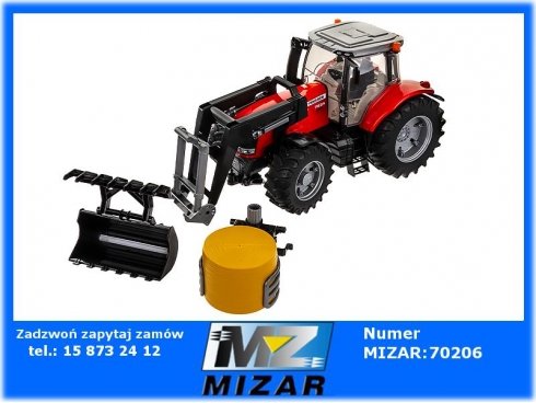 Traktor Massey Ferguson 7624 + ładowacz czołowy z chwytakiem + chwytak do bel Bruder 03046 02010 02332-58195