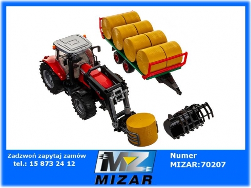 Traktor Massey Ferguson 7624 + ładowacz czołowy + chwytak do bel + przyczepa do wywozu balotów 03046 02010 02332 0222