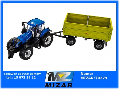 Ciągnik New Holland Sterowany + przyczepa z podwyższonymi burtami Maisto Bruder 90025 02203-58274