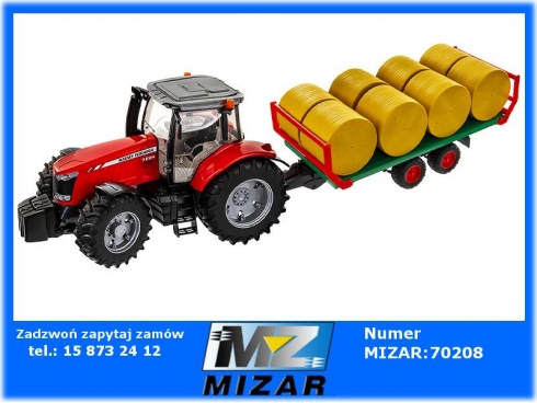 Traktor Massey Ferguson 7624 + przyczepa do wywozu balotów Bruder 03046 02220-58210