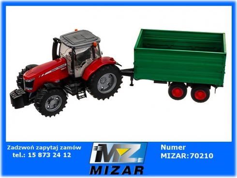 Traktor Massey Ferguson 7624 + przyczepa dwuosiowa z podwyższonymi burtami Welger Bruder 03046 02010-58211