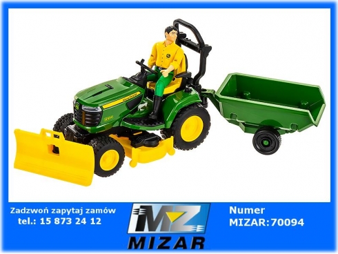 Kosiarka samojezdna John Deere X949 z przyczepą figurką kierowcy i akcesoriami Bruder 62104-58327